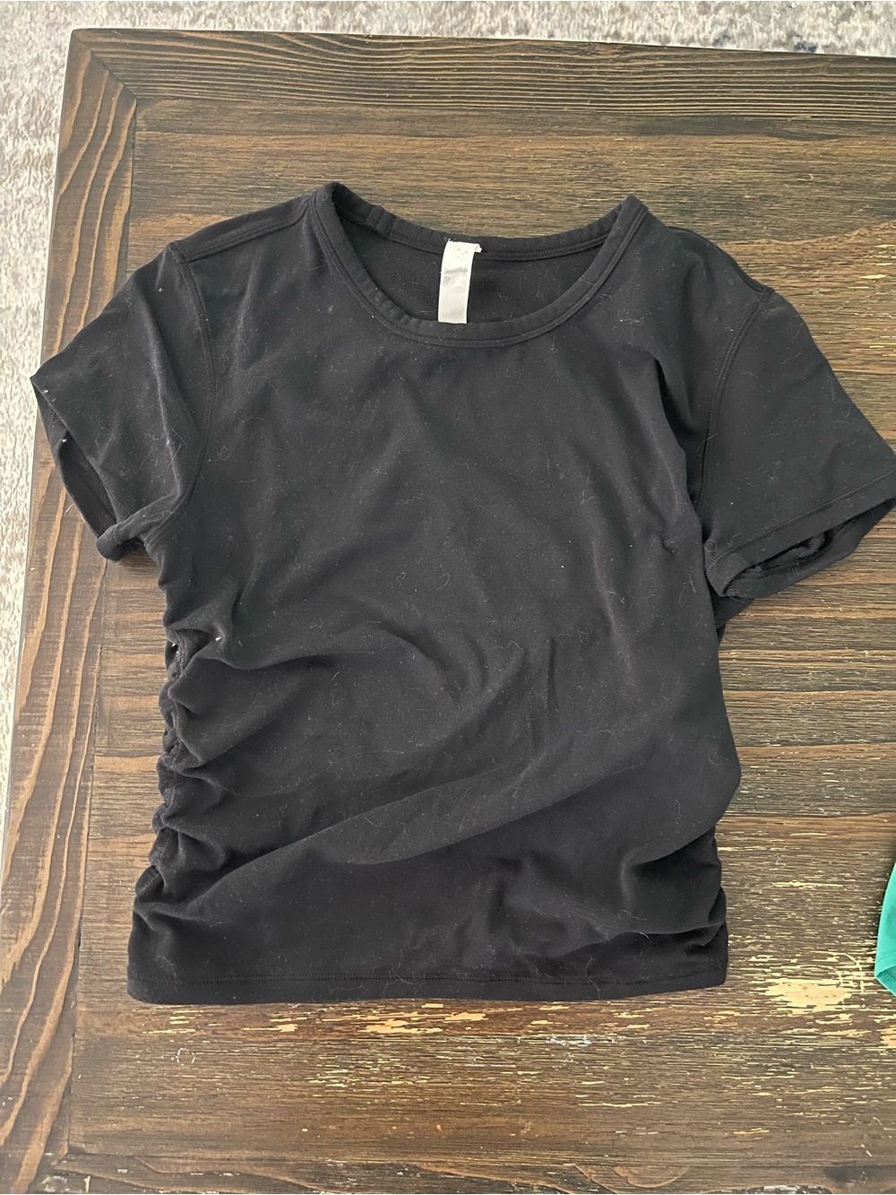 lululemon athletica Black Short-Sleeve Ruched Tee